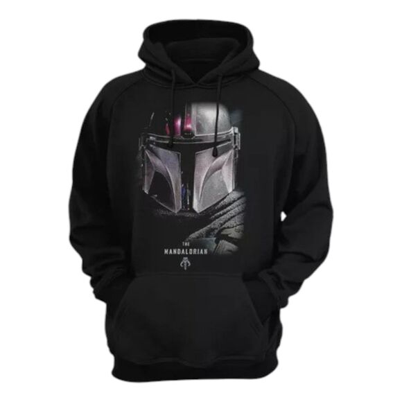 Men's Star Wars 3X Black The Mandalorian Bounty Hunter Shadow Hoodie - Picture 3 of 11